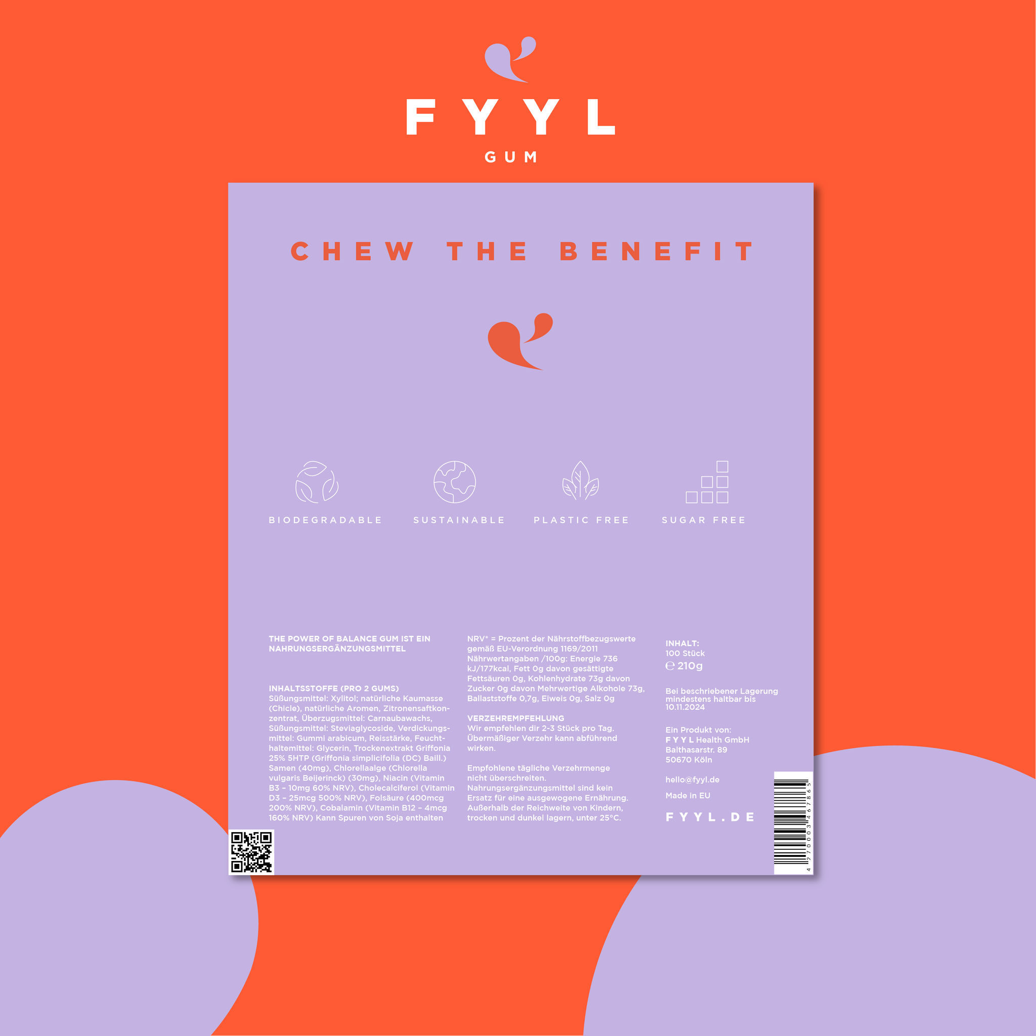FYYL GUM | The Power of Balance | Antistress mit Chlorella-Alge, Griffonia, und Vitamin B-Komplex